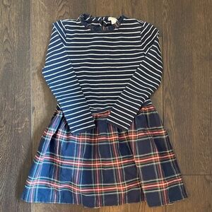 Crewcuts Navy Striped and Plaid Dress Sz 8-9